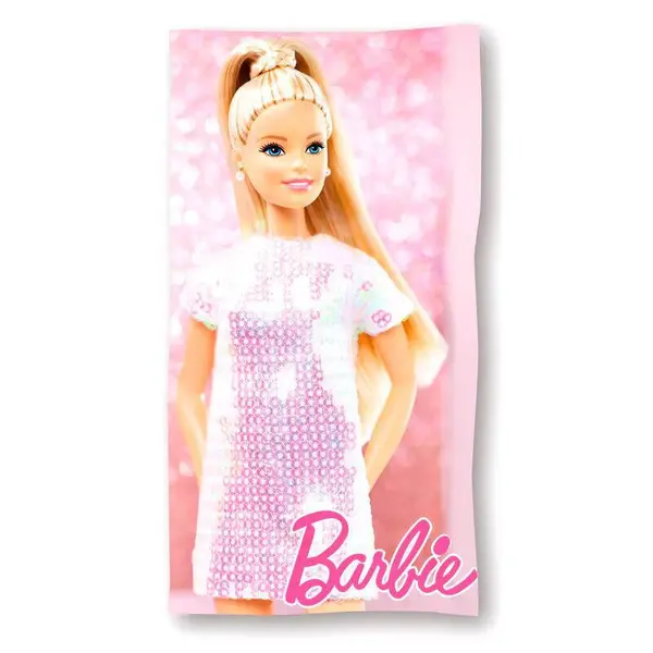 Prosop plaja Barbie din microfibra 140x70 cm Roz Engros