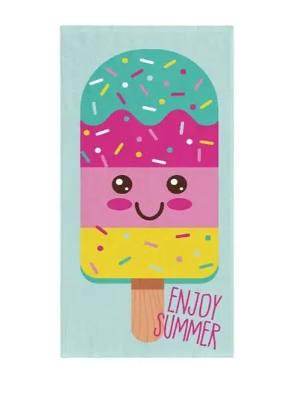 Prosop plaja pentru copii Ice Cream, Bumbac, 70x140 cm