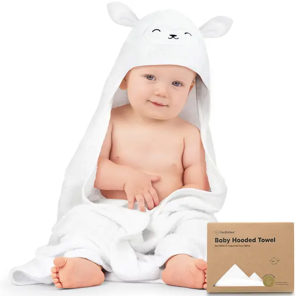Prospor cu glugă KeaBabies - Bambus organic, 89 x 89 cm, miel