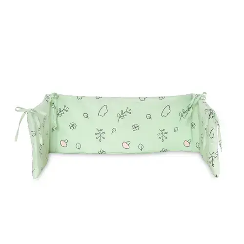 Protectie laterala pat Lorelli Lamb Green, 140x27 cm, bumbac ranforce