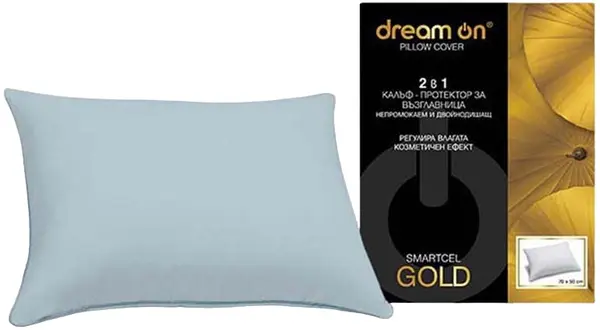 Protecție pentru pernă Dream On - Smartcel Gold, 50 x 70 cm, albastru deschis