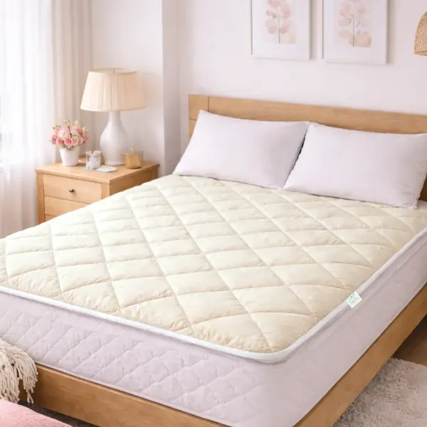 Protectie Saltea Lana Merino 100% LanaWool 140x200 cm 900 g mp Exterior Bumbac OekoTex Clasa 1 Topper Saltea, Crem Crem, 140x200 cm