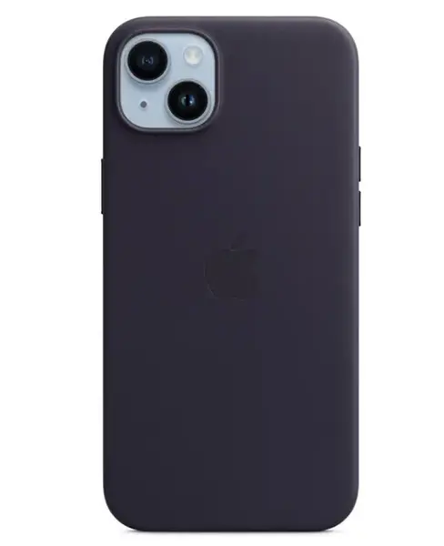 Protectie Spate Apple Leather pentru Apple iPhone 14 Plus, Magsafe (Albastru inchis)