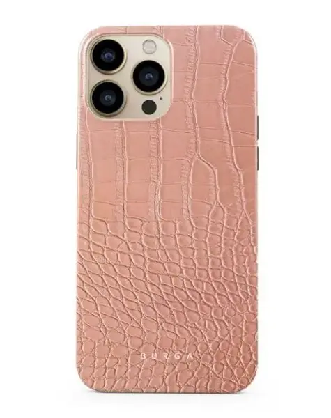 Protectie Spate Burga Dual Layer Pink Croco pentru Apple iPhone 13 Pro (Roz)