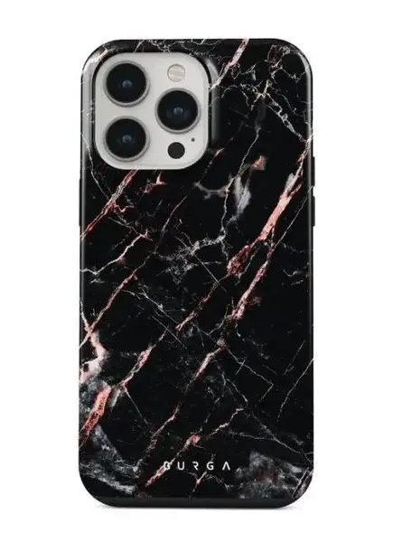 Protectie Spate Burga Dual Layer Rose Gold Marble pentru Apple iPhone 14 Pro (Negru)