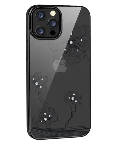 Protectie Spate Devia Crystal Flora pentru Apple iPhone 13 Pro (Transparent/Negru)
