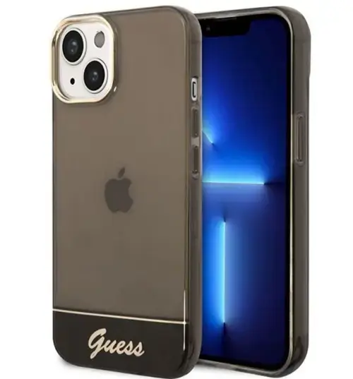 Protectie spate Guess Camera Outline Translucent Magsafe pentru Apple iPhone 14 Plus (Negru/Transparent)
