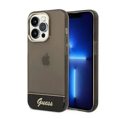 Protectie Spate Guess Camera Outline Translucent pentru Apple iPhone 14 Pro (Negru)