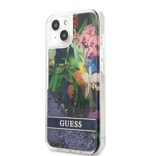 Protectie Spate Guess Liquid Glitter Flower pentru Apple iPhone 13 Mini (Multicolor)