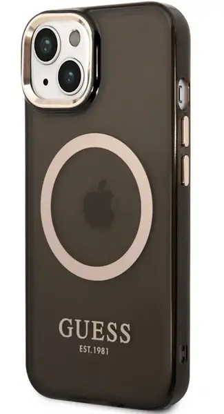 Protectie Spate Guess MagSafe pentru Apple iPhone 14 Plus (Transparent/Negru)
