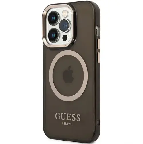 Protectie Spate Guess Magsafe pentru Apple iPhone 14 Pro (Transparent/Negru)