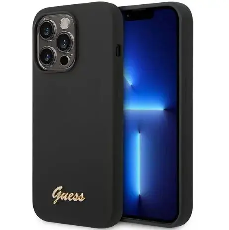 Protectie Spate Guess Metal Logo pentru Apple iPhone 14 Pro Max (Negru)