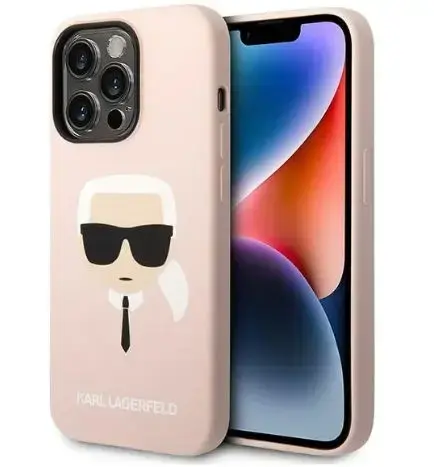 Protectie Spate Karl Lagerfeld Liquid Karl Head MagSafe pentru Apple iPhone 14 Pro (Roz)