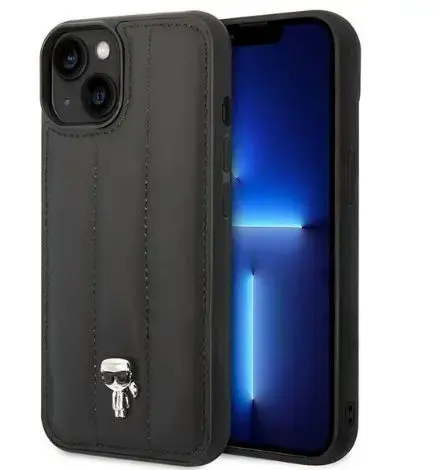 Protectie Spate Karl Lagerfeld Quilted Puffy Ikonik Logo pentru Apple iPhone 14 (Negru)