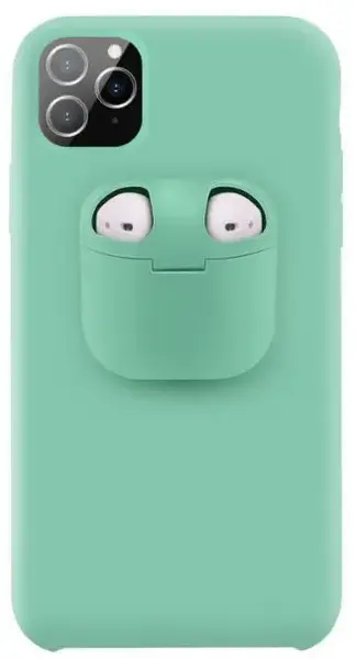 Protectie spate Lemontti Liquid Silicone EDA00159402H cu Apple AirPods Case pentru iPhone 11 Pro (Verde deschis)