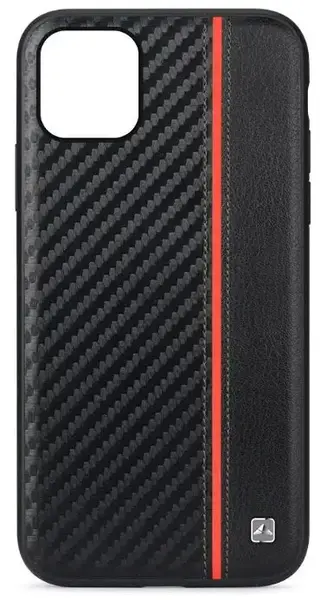 Protectie Spate Meleovo Carbon MLVCMXIPBR pentru iPhone 11 Pro, placuta metalica integrata (NEgru/Rosu)