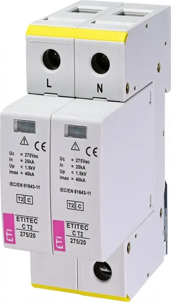 protectie supratensiuni etitec c t2 275/20 2+0 002440397