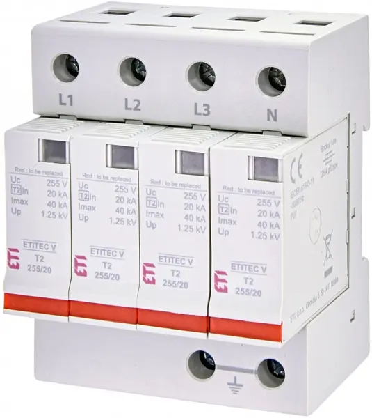 protectie supratensiuni etitec v t2 255/20 4+0 002442956