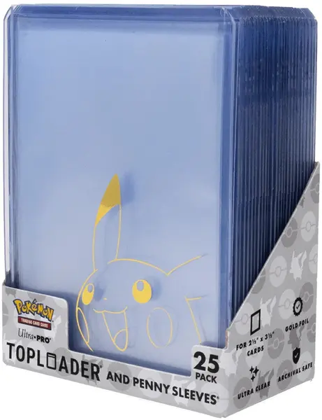 Protecții pentru carduri Ultra Pro - Pikachu Toploader and Penny Sleeves Combo Pack (25 buc.)