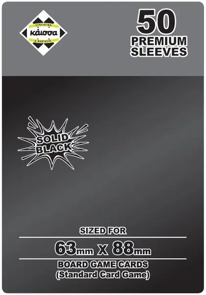Protectoare pentru carduri Kaissa Premium Sleeves 63 x 88 mm (Standard Card Game), Solid Black - 50 buc.