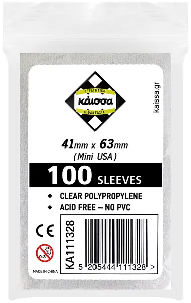 Protectoare pentru carduri Kaissa Sleeves 41x63mm (Mini USA) - 100 buc.