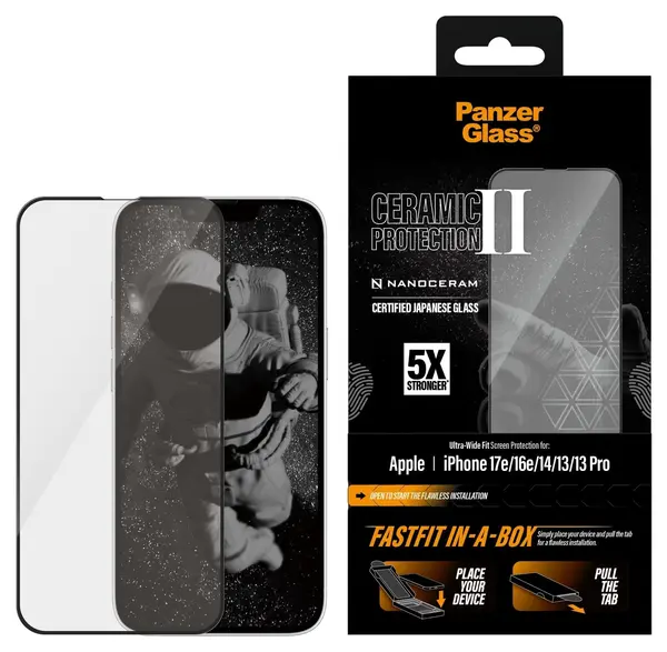 Protector de sticlă PanzerGlass – Ceramic, iPhone 17e/16e/14/13/13 Pro
