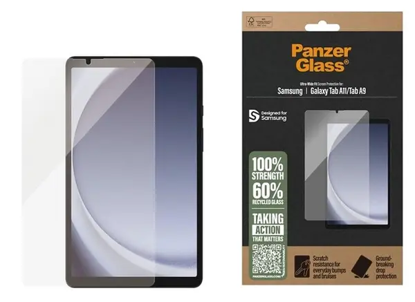 Protector de sticlă PanzerGlass - Ultra Wide Fit, Galaxy Tab A11/A9, transparent