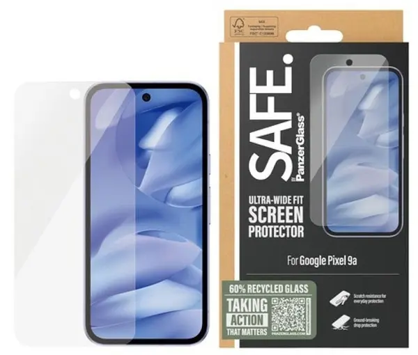 Protector de sticlă SAFE - Ultra Wide Fit, Google Pixel 9a, transparent