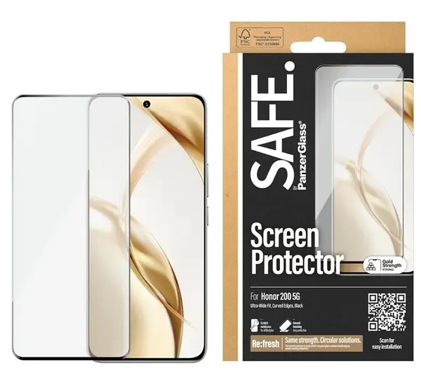 Protector de sticlă SAFE - Ultra Wide Fit, Honor 200, transparent
