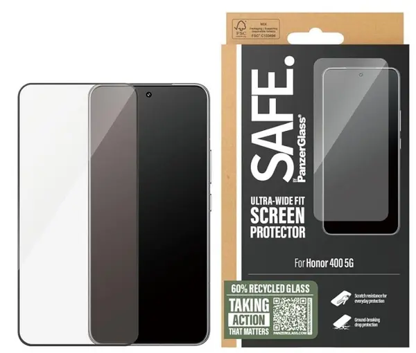 Protector de sticlă SAFE - Ultra Wide Fit, Honor 400, transparent