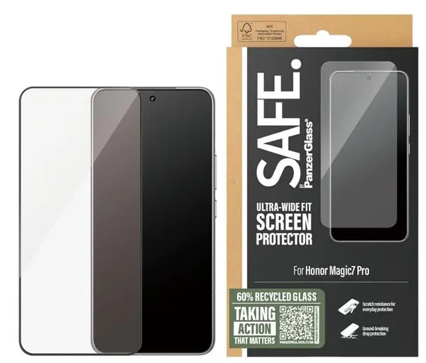 Protector de sticlă SAFE - Ultra Wide Fit, Honor Magic7 Pro, transparent