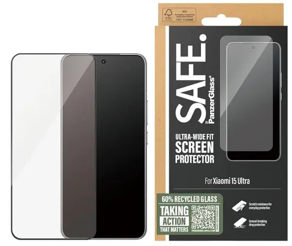 Protector de sticlă SAFE - Ultra Wide Fit, Redmi 15 Ultra, transparent