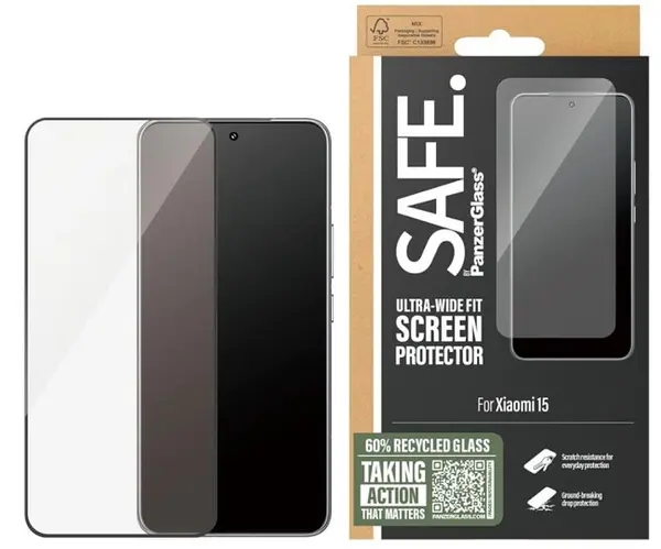 Protector de sticlă SAFE - Ultra Wide Fit, Xiaomi 15, transparent