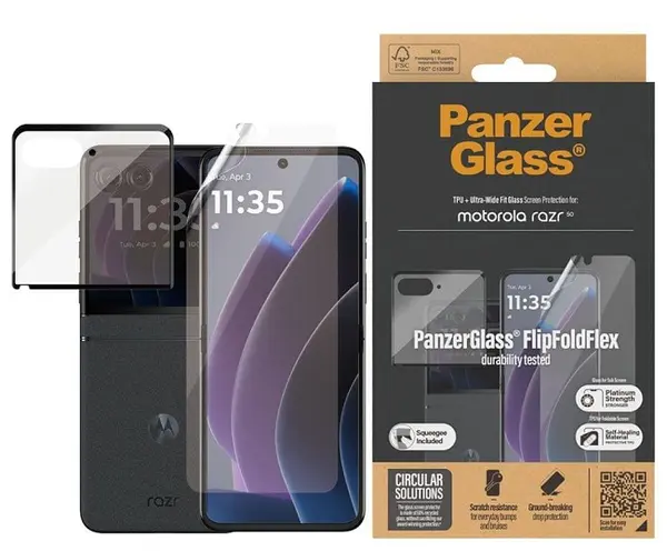 Protector din sticlă PanzerGlass - Ultra Wide Fit, Motorola Razr 50, transparent