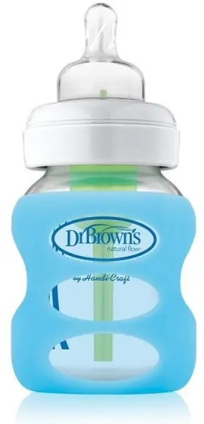 Protector pentru biberon de sticlă Dr. Brown's - albastru, 150 ml