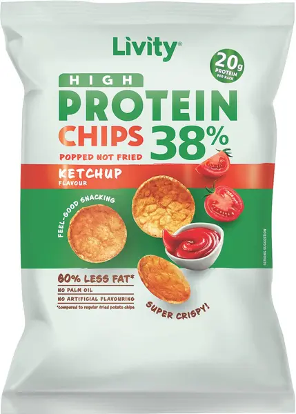 Proteine chips cu ketchup, 52 g, Livity