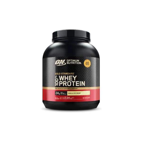 Proteine din zer 100% Whey Gold Standard cu aroma de vanilie, 2.04kg, Optimum Nutrition
