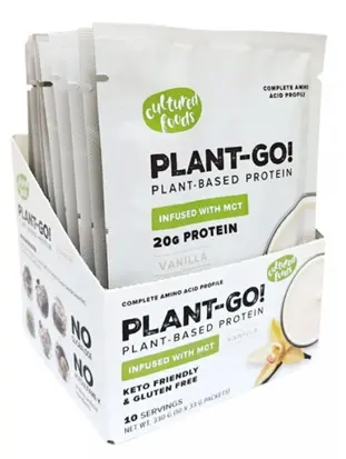 Proteine vegan, cu MCT, fără zahăr, vanilie, 10 x 33 g, Plant-Go!