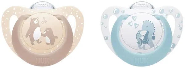 Proteze din silicon NUK First Choice - 0-6 luni, 2 bucăți, ursuleț/cal de apă