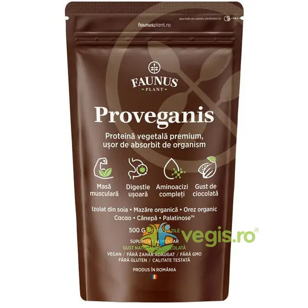 Proveganis Proteina Vegetala Pudra cu Aroma de Ciocolata 500g