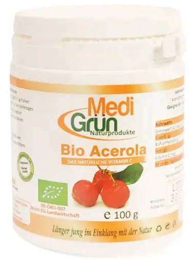 Pudră de acerola bio, 100 g, Medi Gruen