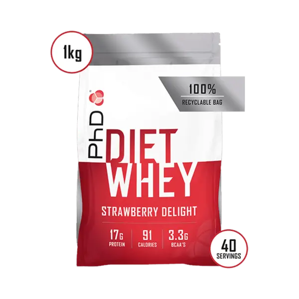 Pudra proteica cu aroma de capsuni Diet Whey, 1kg, PhD