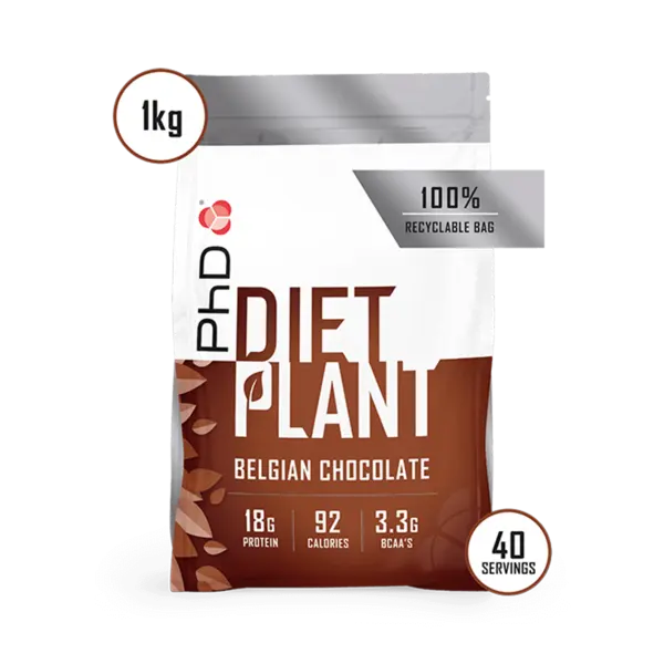 Pudra proteica vegetala Diet Plant ciocolata belgiana, 1kg, PhD