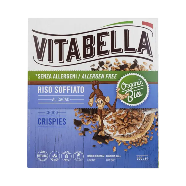Pufuleți de orez fără gluten cu glazură de ciocolată - 300 g Vitabella Bio