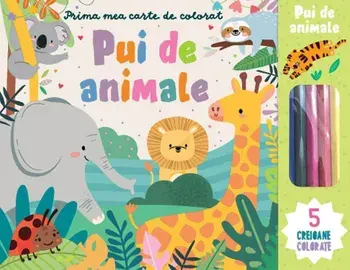 Pui de animale (contine 5 creioane colorate)/***