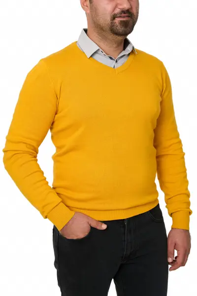 Pulover barbat in anchior, Glory, galben arama (Marime pulover: 2XL)