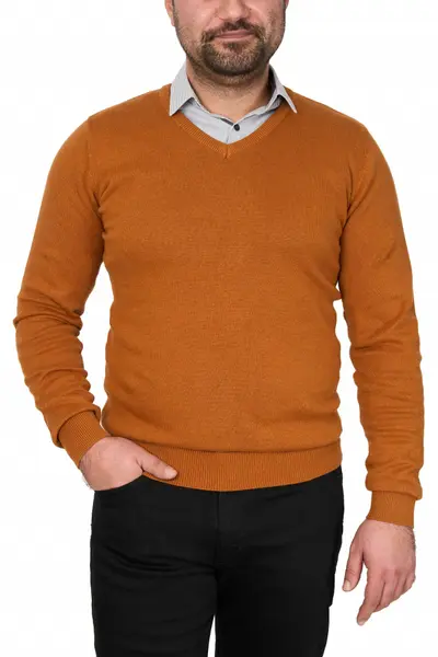 Pulover barbat in anchior, Glory, orange brown (Marime pulover: 2XL)