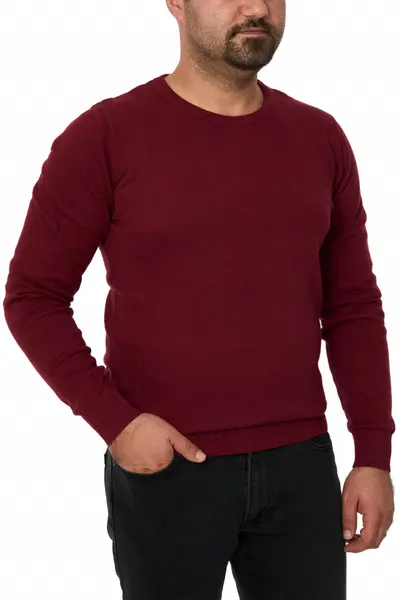Pulover barbat la baza gatului, Glory, grena (Marime pulover: XL)