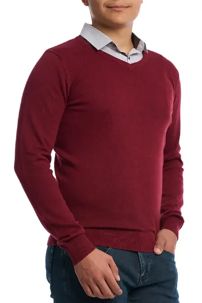 Pulover barbati anchior, Prestige, big size, Burgundy (Marime pulover: 2XL)