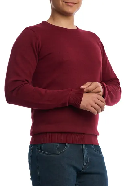 Pulover barbati, decolteu rotund, big size, Deep Burgundy (Marime pulover: 4XL)